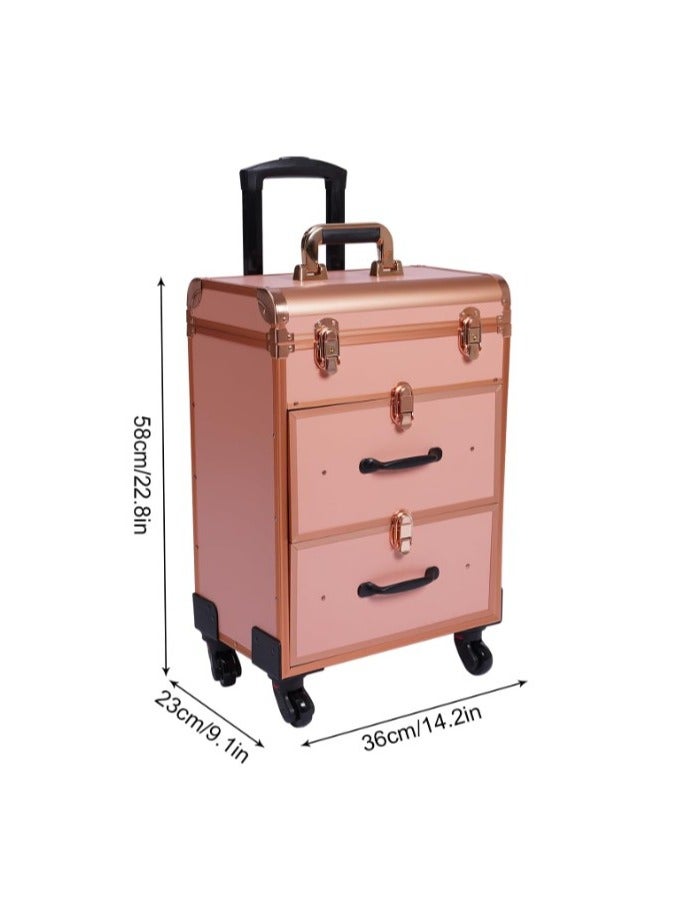 Professional Cosmetic Trolley Train Case With Drawers  - Image 4