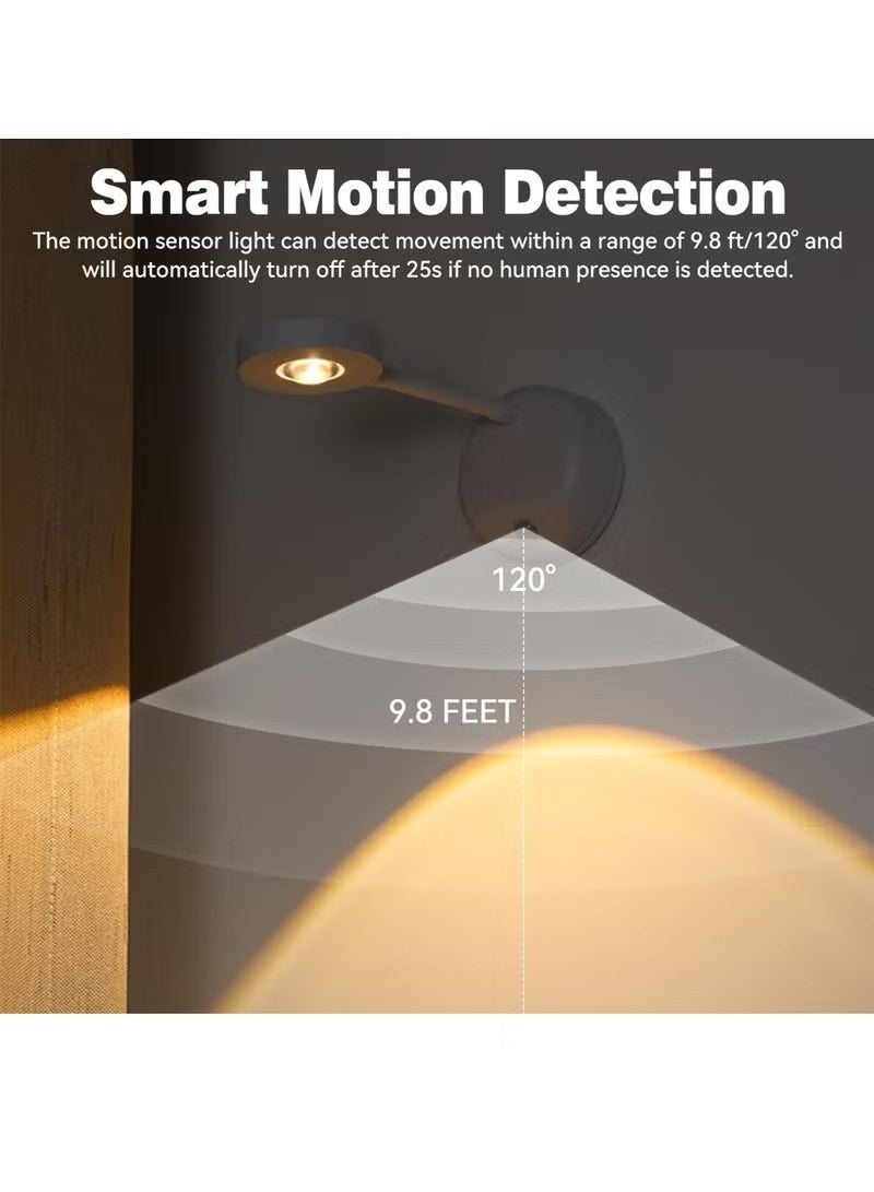 Beauenty LED Motion Sensor Night Light,Rechargeable Wall Sconce,Picture Light,Dimmable 3 Color Temperature,360°Rotation Wireless Spotlight for Wall Stair Kids Room Hallway Bedroom Cabinet Closet - Image 2
