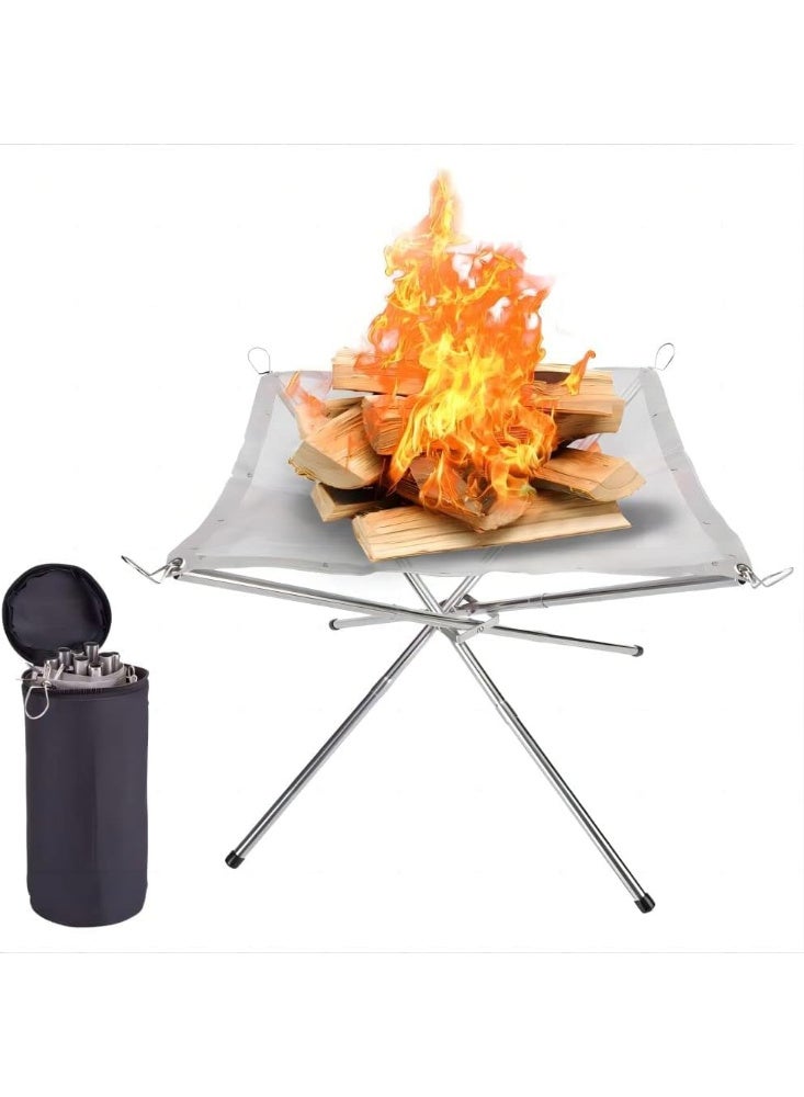 جُودِيَّة حفرة نار محمولة للتخييم، موقد نار خارجي قابل للطي مع حقيبة حمل، وعاء شواء شبكي مصنوع من الفولاذ المقاوم للصدأ مناسب للنزهات، وإشعال النار، والساحات، والفناء الخلفي، والحدائق - Image 1