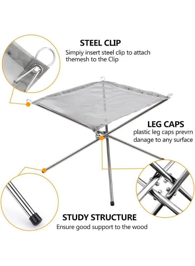 جُودِيَّة حفرة نار محمولة للتخييم، موقد نار خارجي قابل للطي مع حقيبة حمل، وعاء شواء شبكي مصنوع من الفولاذ المقاوم للصدأ مناسب للنزهات، وإشعال النار، والساحات، والفناء الخلفي، والحدائق - Image 3