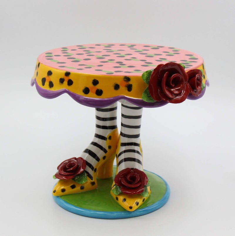 Appletree 10-Inch Sugar High Social by Babs Ceramic Cake Stand,Pink - Image 2