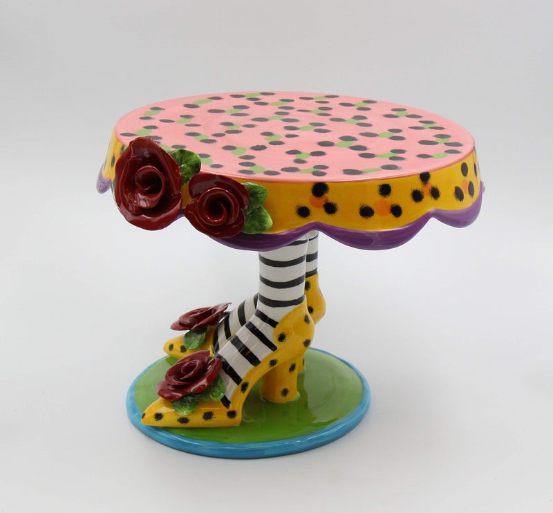 Appletree 10-Inch Sugar High Social by Babs Ceramic Cake Stand,Pink - Image 3