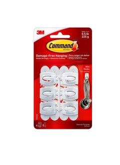 3M White 6pcs Mini Hooks With Strips  - Image 1