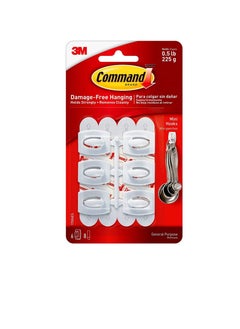 3M White 6pcs Mini Hooks With Strips  - Image 2