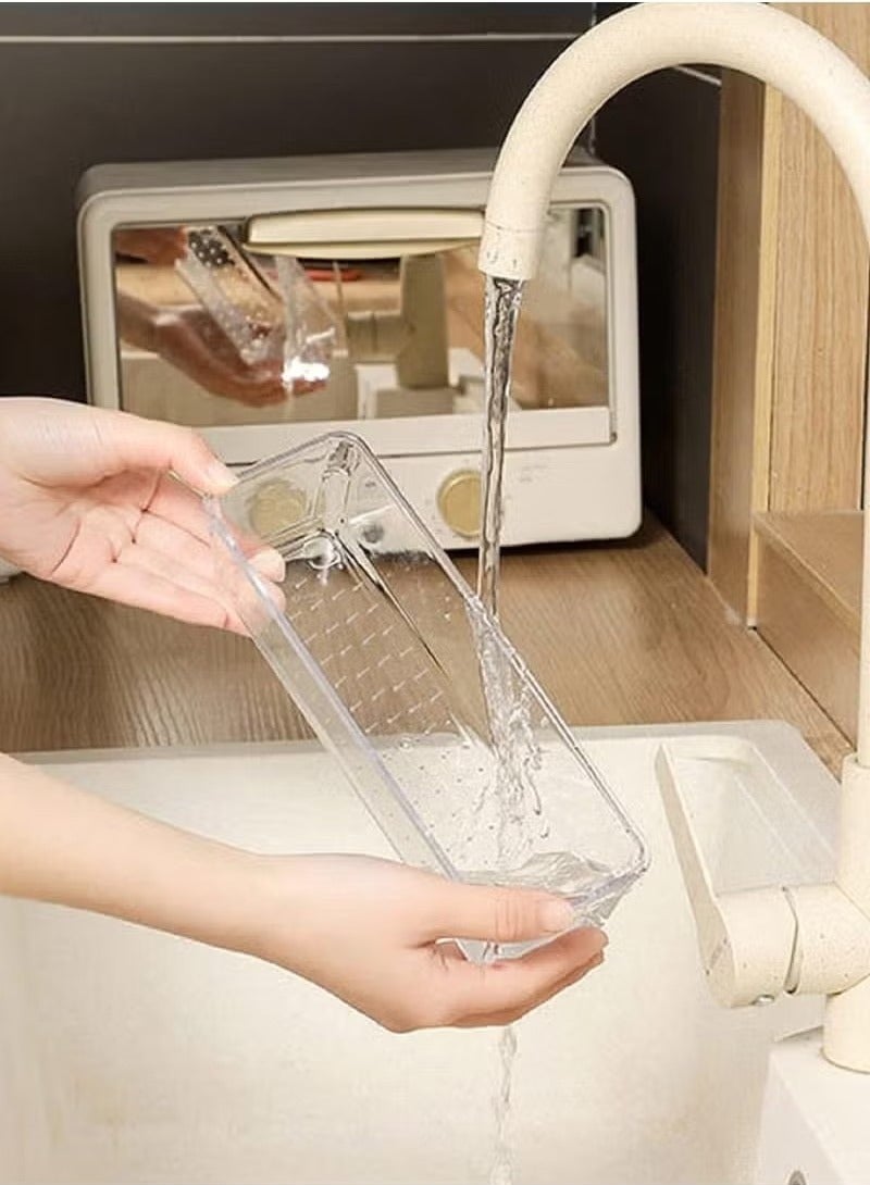 مجموعة من 16 قطعة من أدوات تنظيم الأدراج البلاستيكية الشفافة (4 أحجام) صواني تخزين بلاستيكية لأدوات المطبخ والمكياج والحمام والتزيين ومكتب العمل وأدراج الخزانة - Image 5