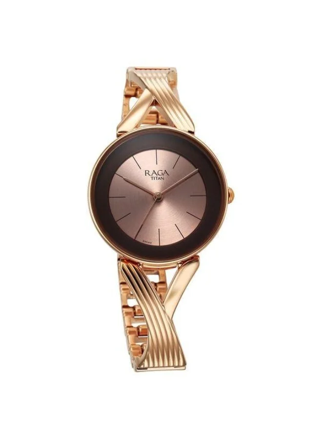 TITAN Raga Chic Quartz Analog Rose Gold Dial Rose Gold Metal Strap Watch for Women - 2698WM01