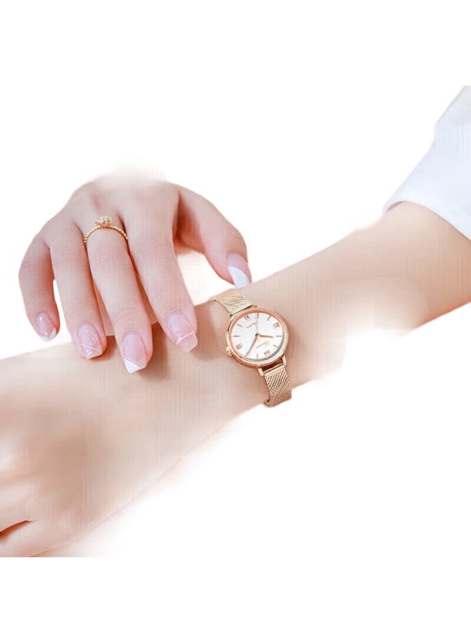 ROSSINI Women'S Watch, Qixi Valentine'S Day Gift, Ladies Quartz Watch, Fashionable Simple White Dial With Steel Strap 619920 - Image 1