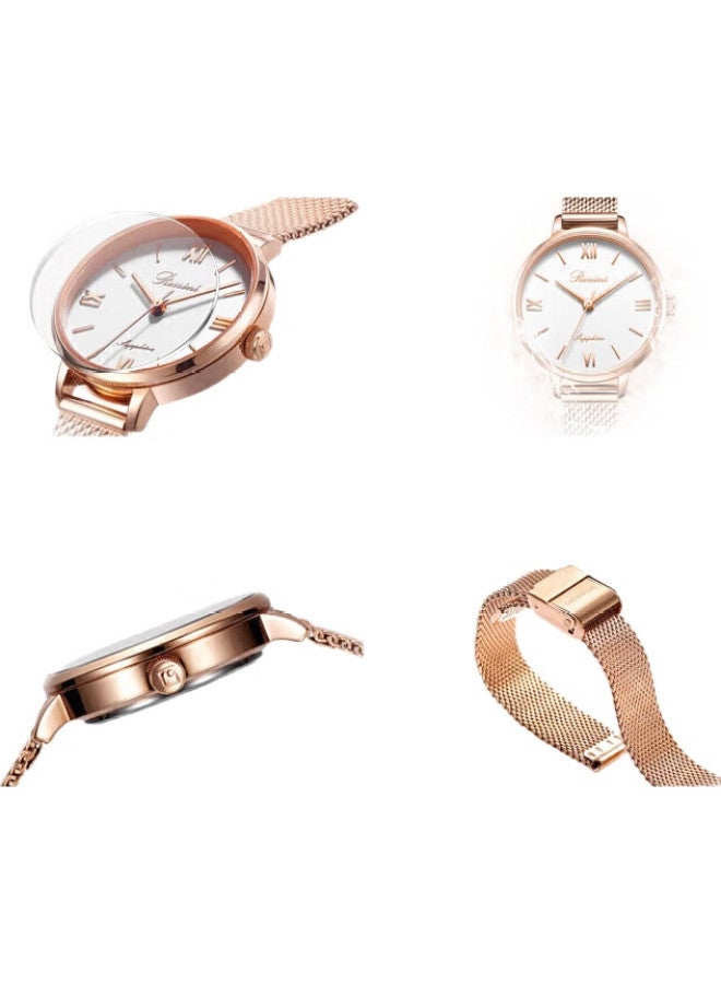 ROSSINI Women'S Watch, Qixi Valentine'S Day Gift, Ladies Quartz Watch, Fashionable Simple White Dial With Steel Strap 619920 - Image 2