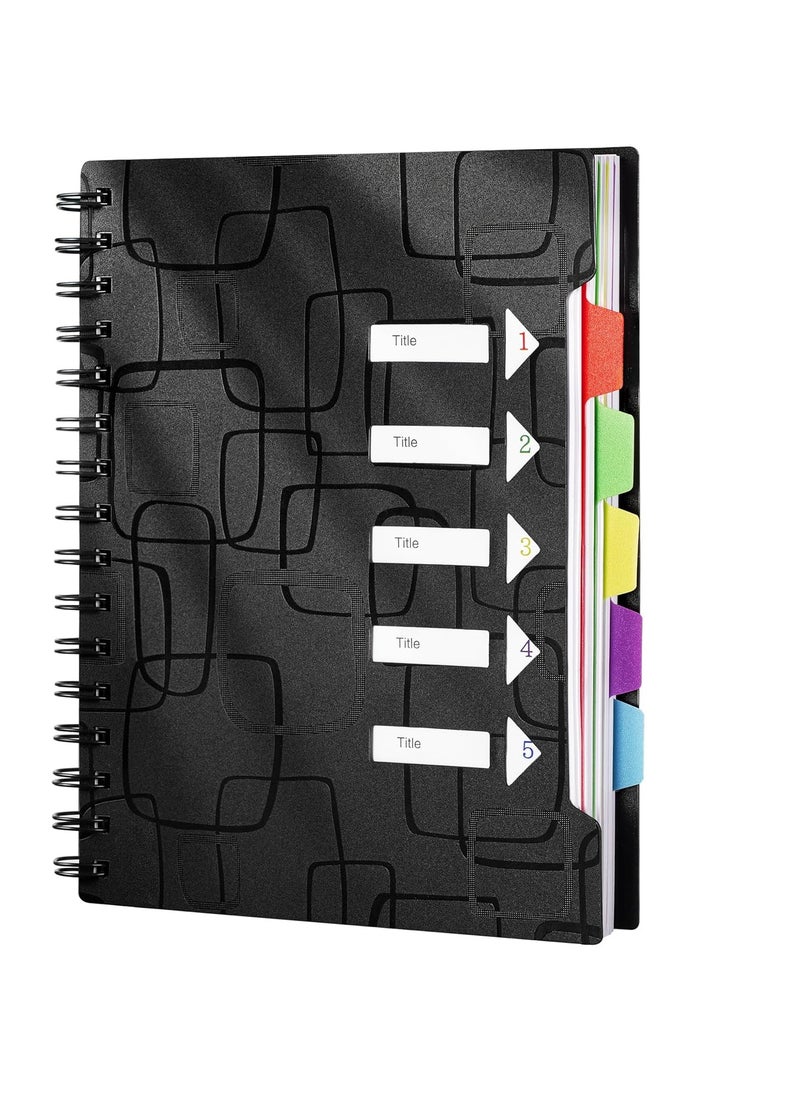 KASTWAVE - Spiral Notebook for Work, 5 Subject Notebook, Notebooks for School with Dividers Tabs, 6.2" x 8.3", Notebooks for Work, Spiral Notebook with Pocket Dividers, 120 Sheets - Image 1