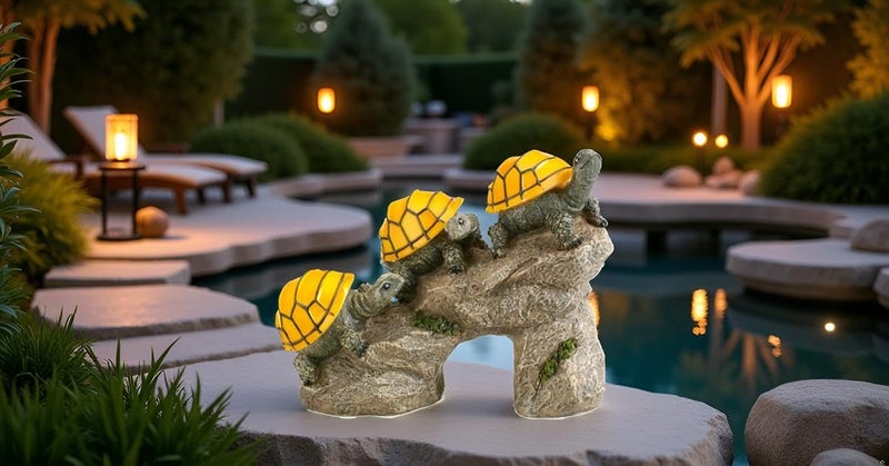 Bo-Toys Solar Powered Turtles on Log Outdoor Accent Lighting LED Garden Light Decor - Image 2