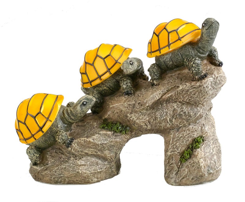 Bo-Toys Solar Powered Turtles on Log Outdoor Accent Lighting LED Garden Light Decor - Image 1