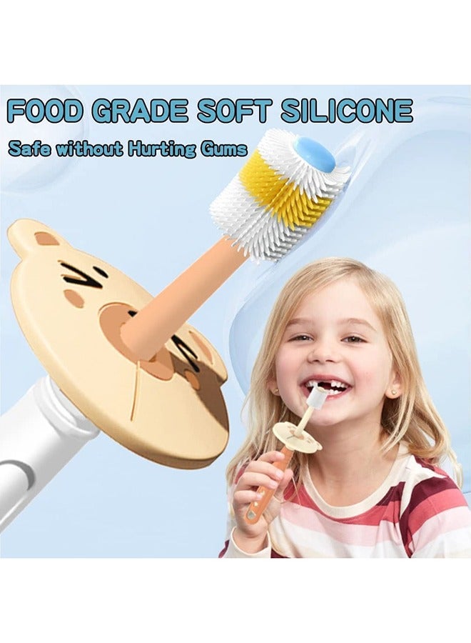 Zikra فرشاة أسنان للأطفال من قطعتين، مع شعيرات سيليكون ناعمة وحماية ضد الاختناق، من 0 إلى 12 سنة - Image 2