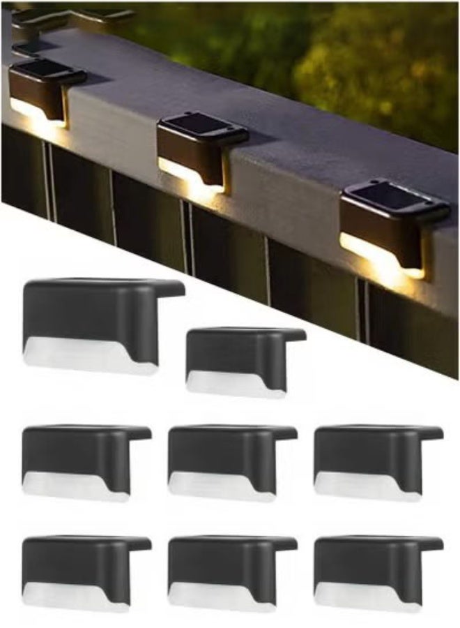 Bukela 8 Pack Waterproof LED Solar Deck Light Decor Solar Lights Solar Step Lamp for Outdoor Fence, Balcony, Patio, Railing, Front Porch, Yard and Pathway (Black) - Image 1