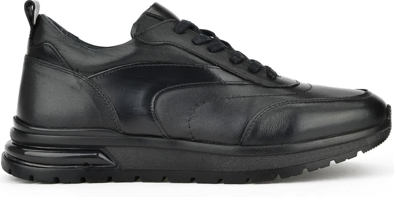 زيا , Men's Genuine Leather Sneaker 1431024Z5400 Black