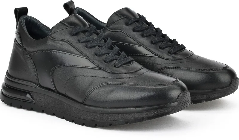 زيا , Men's Genuine Leather Sneaker 1431024Z5400 Black