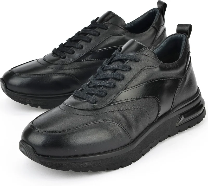 زيا , Men's Genuine Leather Sneaker 1431024Z5400 Black