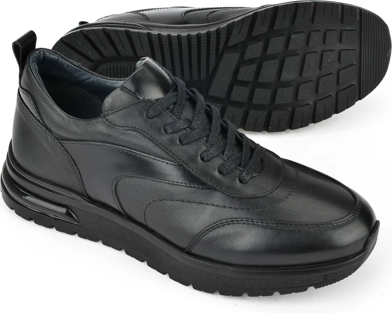 زيا , Men's Genuine Leather Sneaker 1431024Z5400 Black