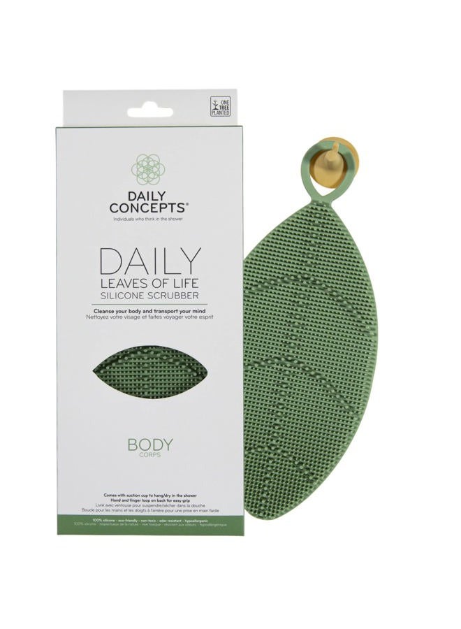 Daily Concepts Daily Leaves of Life Body Silicone Scrubber - The Silicone Bristles Exfoliate, Cleanse and Massage Your Chest, Shoulders, Arms, Legs and Back to Leave Your Skin Feeling Fresh, Clean and Smooth - Image 1