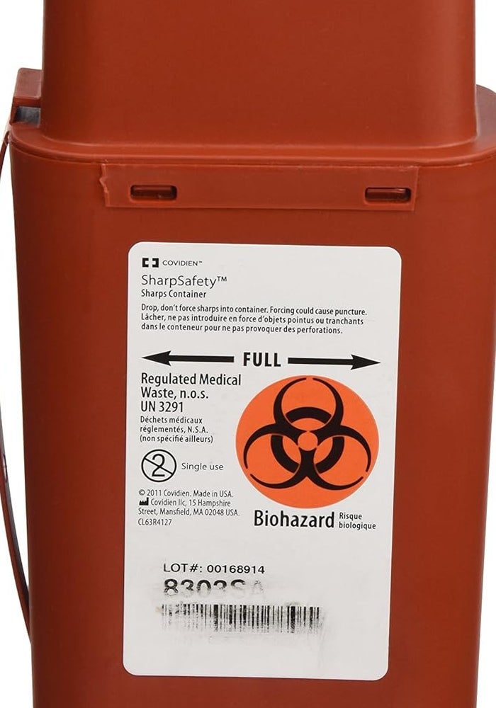Kendall Sharp Safety Transportable Sharps Disposal Container - 1 Quart, Red - Image 2