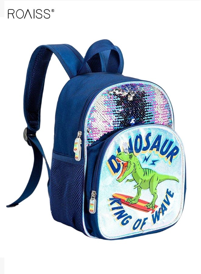 roaiss Boys Dinosaur Backpack with Adjustable Shoulder Straps, Fashion Cartoon School Bag, High-Capacity Waterproof Bookbags, Casual Daypack for Toddlers, Suitable for School, Excursion and Outdoor Activities, 30*15*24cm - Image 1