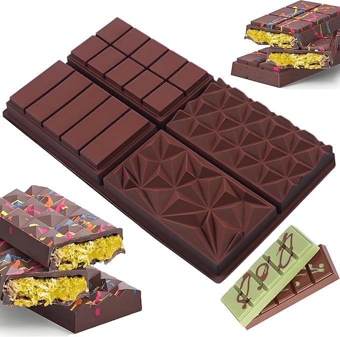 Husaini Mart HUSAINI MART Multicolour 1 Piece Dubai Chocolate MouldDeep Chocolate Bar MouldMix Diamond Square Cube Shapesfor Pistachio Paste and Praline ChocolateCandy Biscuit MakingIce Cube DIY Valentine  - Image 1