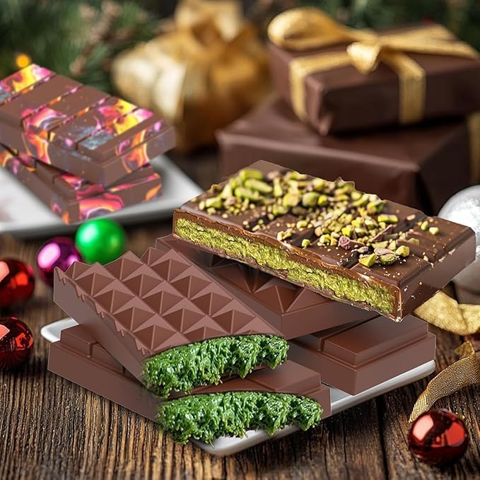 Husaini Mart HUSAINI MART Multicolour 1 Piece Dubai Chocolate MouldDeep Chocolate Bar MouldMix Diamond Square Cube Shapesfor Pistachio Paste and Praline ChocolateCandy Biscuit MakingIce Cube DIY Valentine  - Image 5