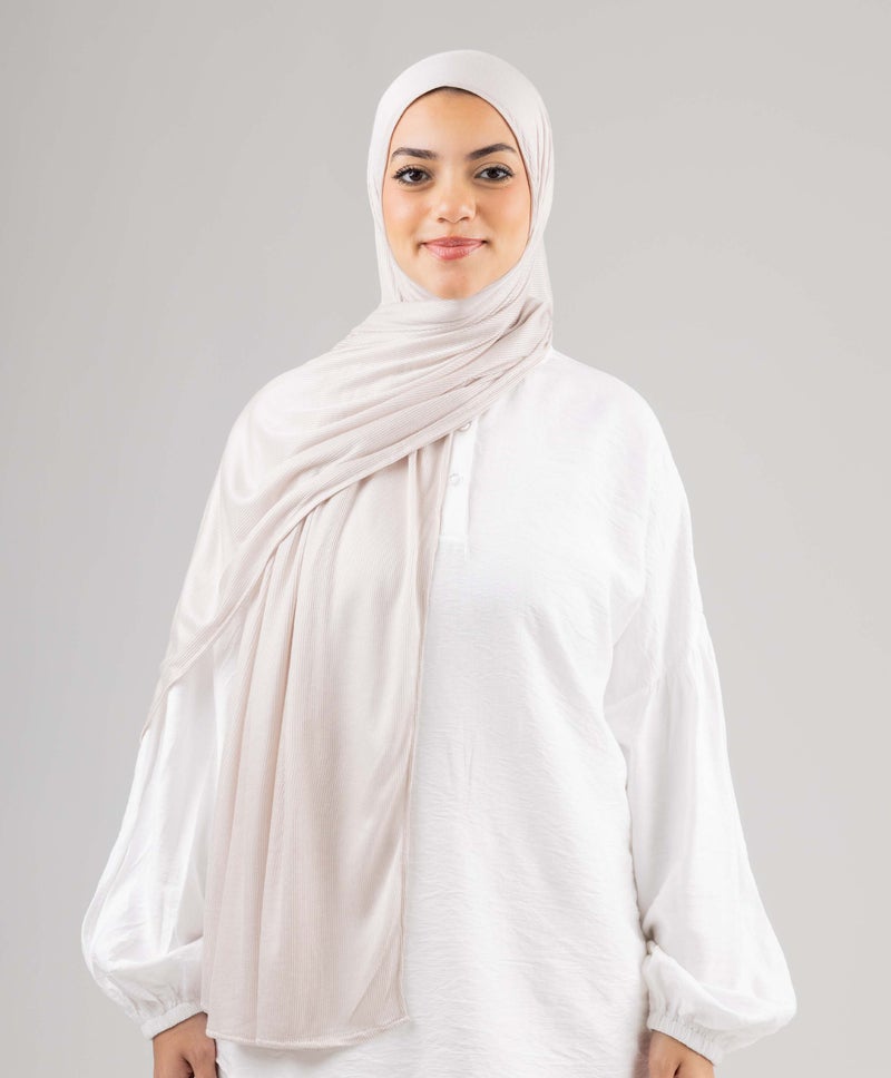 Luxurious Cotton Lycra Scarf — Linen Beige