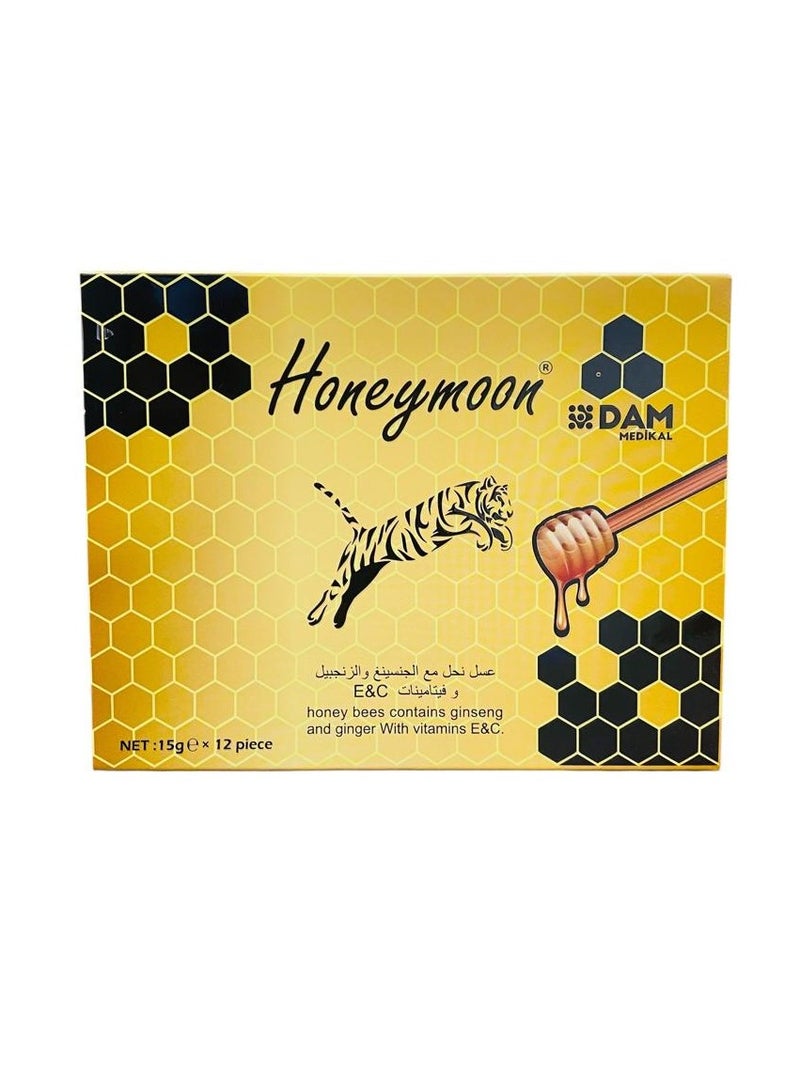 Honeymoon Honeymoon - Honey Bees Contains Ginseng And Ginger With Vitamins E And C -12 sachets  - Image 2