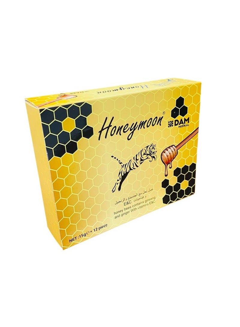 Honeymoon Honeymoon - Honey Bees Contains Ginseng And Ginger With Vitamins E And C -12 sachets  - Image 3