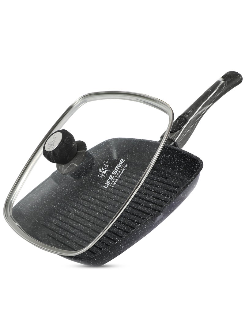 Life Smile Granite Coated Non-Stick Grill Pan with Stay Cool Easy Removable Handles for Stove Tops, Square Big Grill Skillet Steak Pan for Indoor & Outdoor Gas Grill Camping & BBQ - 100% PFOA & PFAS Free  - Image 1