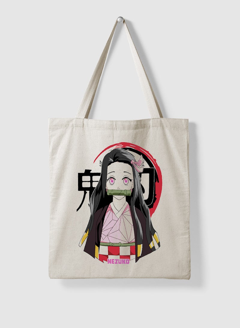 LOWHA Polyester Tote Bag with Shoulder Straps and Nezuko Demon Slayer Anime Pattern  - Image 4