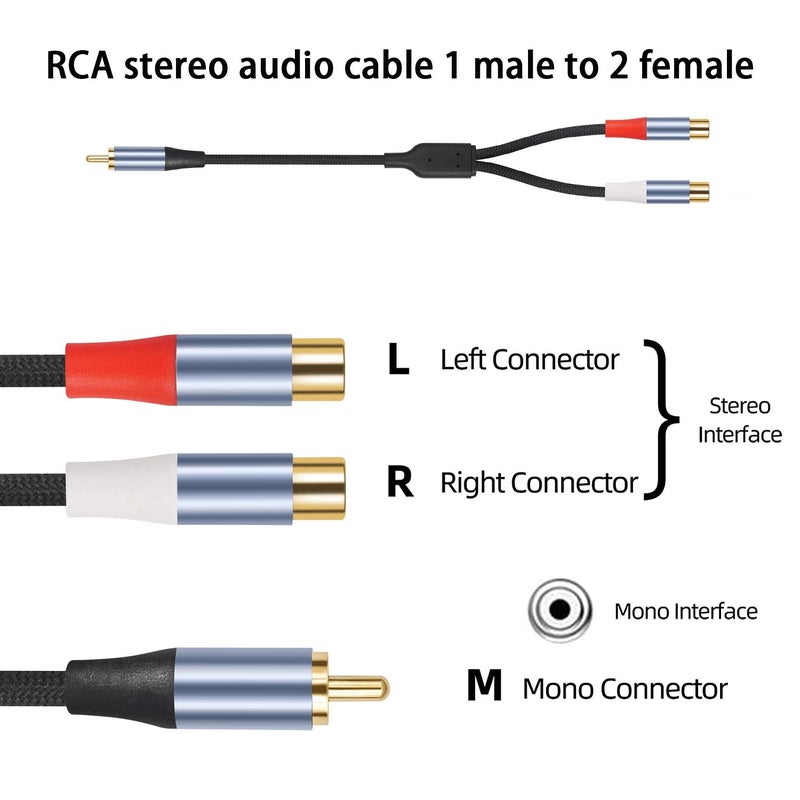 1 ذكر 2 أنثى كابل صوت مقسم RCA للتلفزيون دي في دي مضخم الصوت عالي الدقة الصوتية - Image 4
