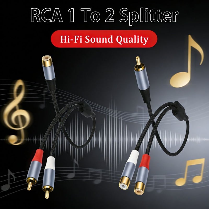 1 ذكر 2 أنثى كابل صوت مقسم RCA للتلفزيون دي في دي مضخم الصوت عالي الدقة الصوتية - Image 1