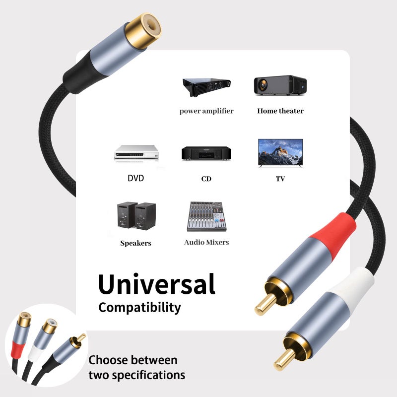 1 ذكر 2 أنثى كابل صوت مقسم RCA للتلفزيون دي في دي مضخم الصوت عالي الدقة الصوتية - Image 2