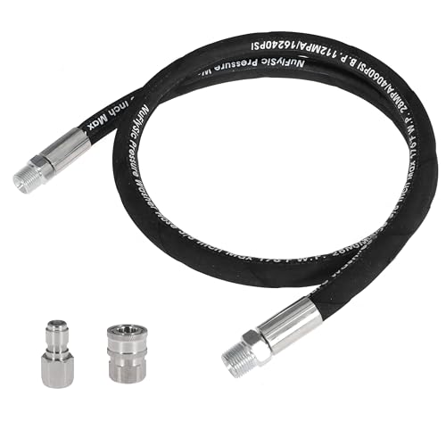 NuFlySic Pressure Washer Whip Hose Power Washer Jumper Hose for Pressure Washing with Steel Connector 3/8 Inch NPT Quick Connect Plug Hose Reel Connector Hose, 4000 PSI, 8FT, 1PCS - Image 1