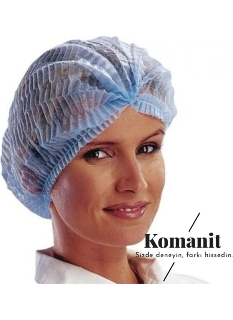 Komanit Tekstil Komanit Textile Bonnet, Disposable Blue Accordion Bonnet (50X45CM) 300 Pieces