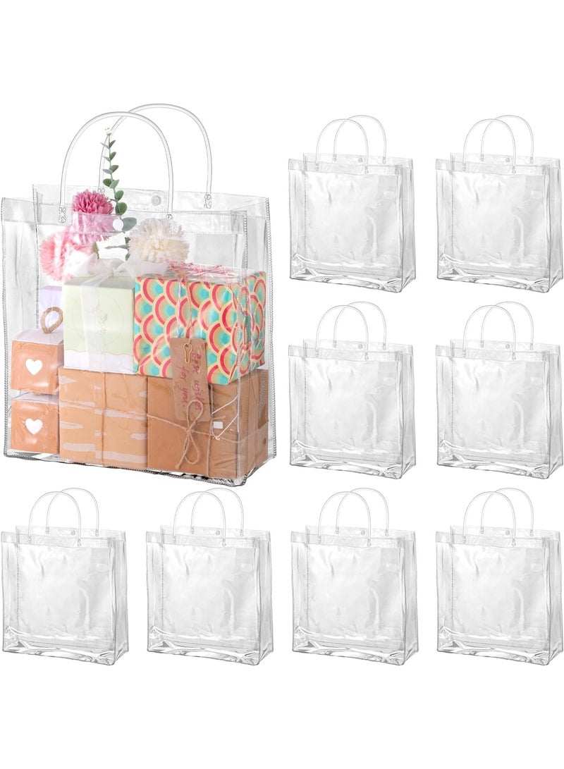 Clear PVC Gift Bags, Large Plastic Bags Gift,Wrap Tote Bags Reusable Clear Bags for Gifts Christmas Halloween Wedding Party Favors Christmas 28 x 28 x10cm(10 Pcs) - Image 1
