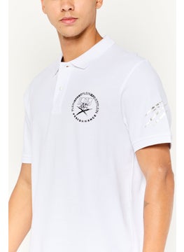 Plein Sport Men Sportswear Fit Short Sleeves Outdoor Polo Shirt, White  - Image 3
