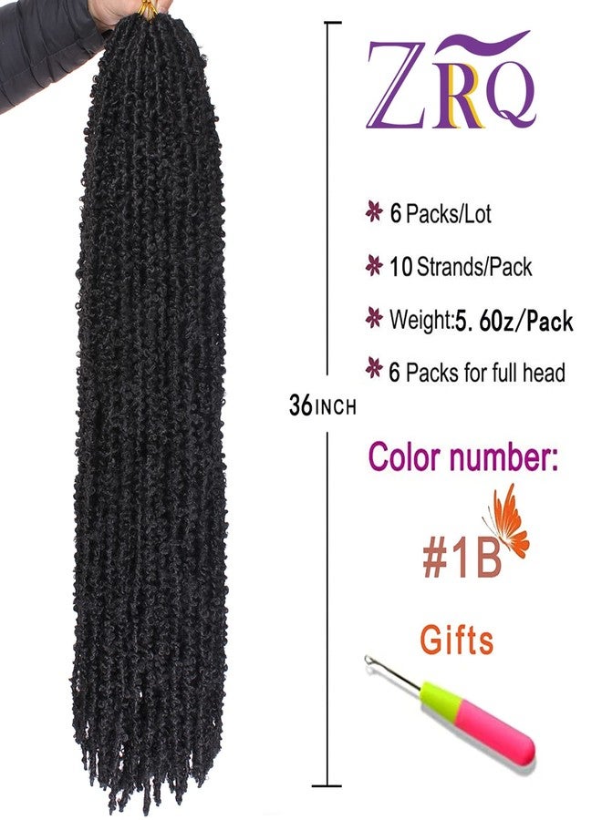 زيد ار كيو شعر كروشيه ZRQ Butterfly Locs بطول 36 بوصة، 6 عبوات، ضفائر كروشيه طويلة على شكل فراشة، وصلات شعر طبيعية للغاية للنساء ذوات البشرة السمراء (36 بوصة، 1B). - Image 2