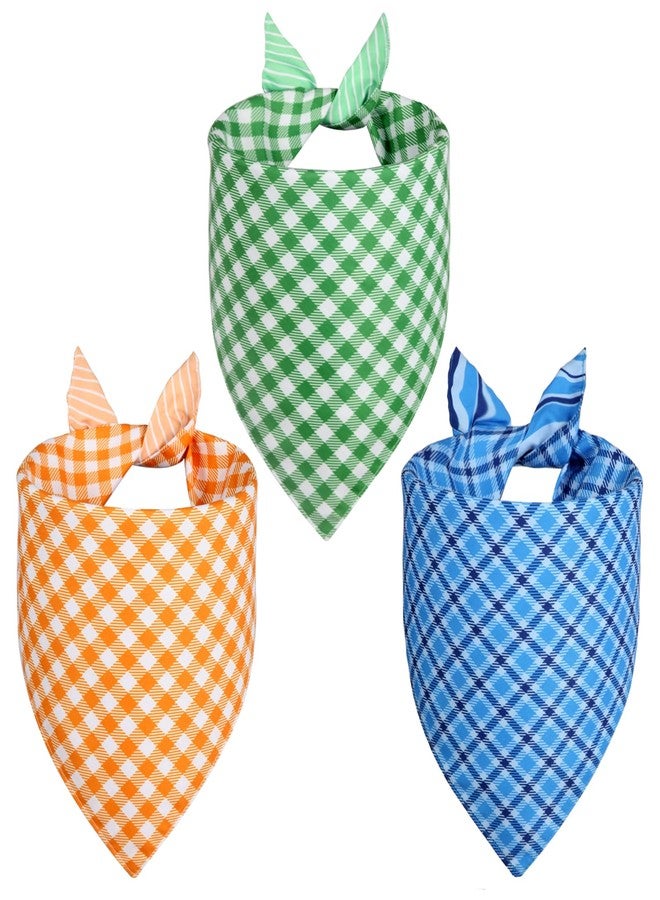 Agroon 3PCS Dog Bandanas XLarge, Summer Scarf, Durable Triangle Reversible Orange Blue Green Bibs Handkerchief for Puppy Pet - Image 1