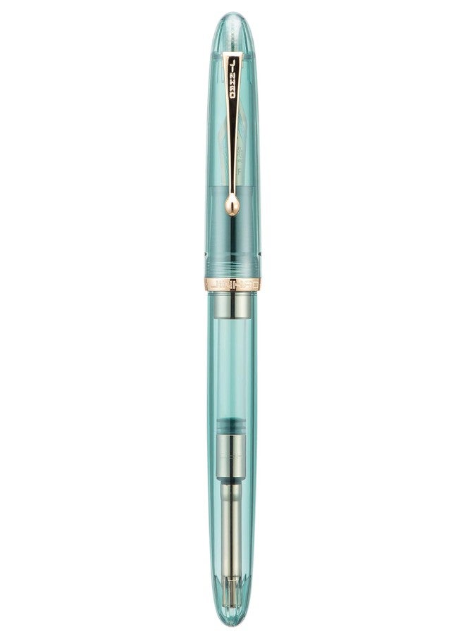 Wikult Jinhao 9019 Acrylic Fountain Pen, Size 8 Medium Nib with Ink Converter, Transparent Light Blue Classic Design Smooth Writing Pen (Gold Trim) - Image 3