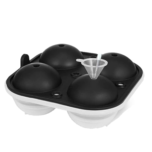 KARP Silicone Ice Cube Trays, Spherical Round Ice Ball Maker, Ice Ball Molds - Make 4 Large Ice Spheres Perfect for Whiskey Cocktail Bar Party Home (Each Ice Ball 6CM) - Image 1