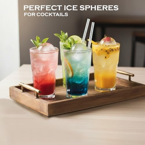KARP Silicone Ice Cube Trays, Spherical Round Ice Ball Maker, Ice Ball Molds - Make 4 Large Ice Spheres Perfect for Whiskey Cocktail Bar Party Home (Each Ice Ball 6CM) - Image 4