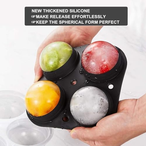 KARP Silicone Ice Cube Trays, Spherical Round Ice Ball Maker, Ice Ball Molds - Make 4 Large Ice Spheres Perfect for Whiskey Cocktail Bar Party Home (Each Ice Ball 6CM) - Image 5