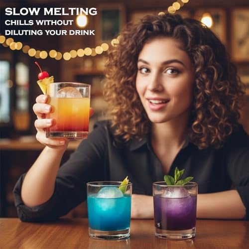 KARP Silicone Ice Cube Trays, Spherical Round Ice Ball Maker, Ice Ball Molds - Make 4 Large Ice Spheres Perfect for Whiskey Cocktail Bar Party Home (Each Ice Ball 6CM) - Image 3
