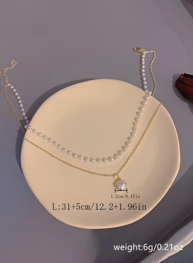 Styli Faux Pearl Layered Necklace - Image 2
