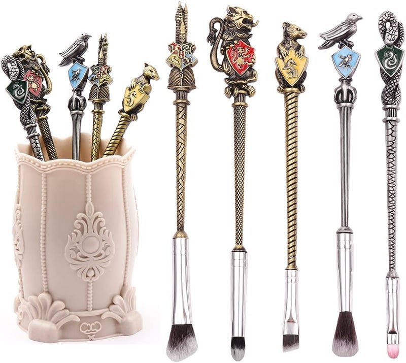 Hamowtux ã€2 Color Optionsã€‘ Hary Pottter Gifts Metal Makeup Brushes Set Gifts Wi-zard Wand Makeup Brushes Set for Women Magic Eye Shadow Eyeliner Blending Lip Brush - Brushes Holder Pot Not Included - Image 1