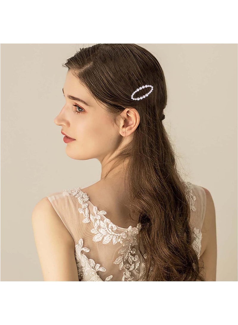 Goolsky Boho Pearl Circle Hair Clip French Circle Pearl Hairpin Clip Barrette Vintage Hollow Circle Hair Barrette Clip Minimalist Pearl Hairpin Clip Accessories for Women Headdress(Gold) - Image 1