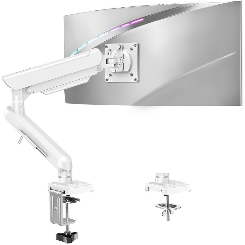 MOUNTUP حامل شاشة مفرد لشاشة 13-32 بوصة، ذراع نابض غازي، للاستخدام في الألعاب والمكتب المنزلي، VESA 75x75mm و 100x100mm، فري ليفت برو أبيض - Image 1
