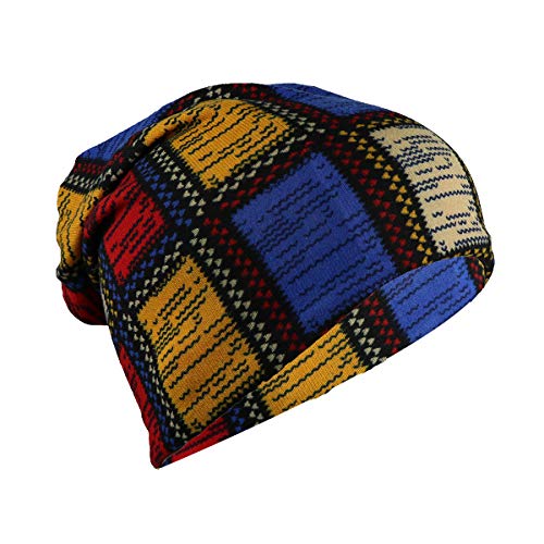 iSWEVEN Cotton Slouchy Beanie and Skull Cap for Summer, Winter, Autumn & Spring Season, Can be Used as a Helmet Cap Too - Free Size (7039A, Multicolor) - Image 2